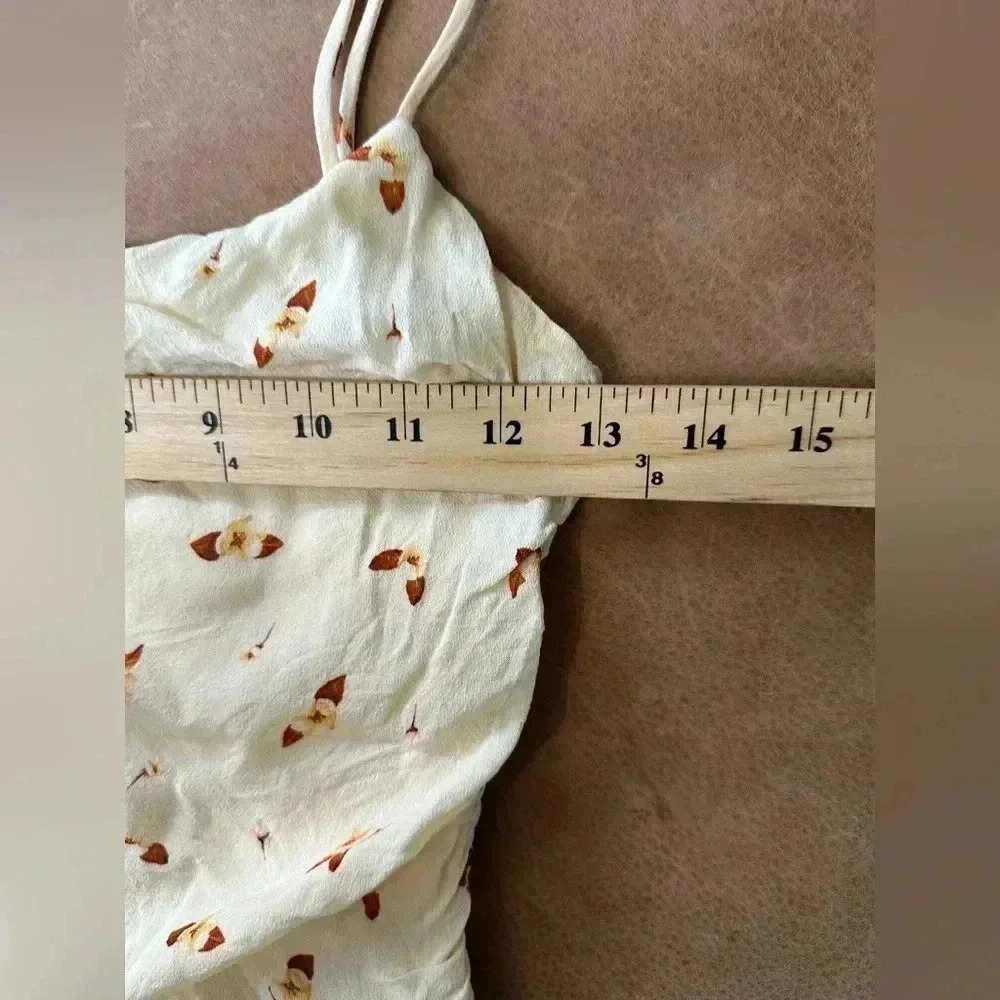 We Wore What Women's Medium Yellow Ronnie Sleeveless Mini Dress Ruched Floral Sm - Picture 6 of 11